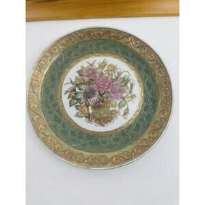 Andrea by Sadek Floral Decorative Plate with Gold Trim – 10 inches –